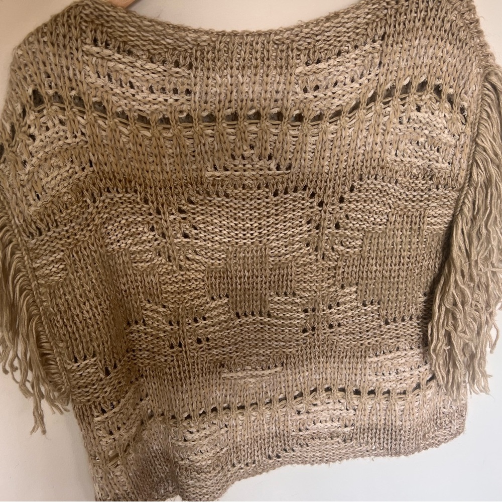 Fringed Tan Sweater